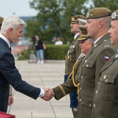 Prezident republiky se zúčastnil slavnostního nástupu ke Dni ozbrojených sil, Národní památník na Vítkově, 28.6.2024, foto: Tomáš Fongus