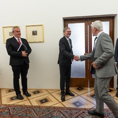 Přijetí premiéra P. Fialy, předsedy ANO A. Babiše a místopředsedy K. Havlíčka, Pražský hrad, 25.6.2024, foto: Tomáš Fongus